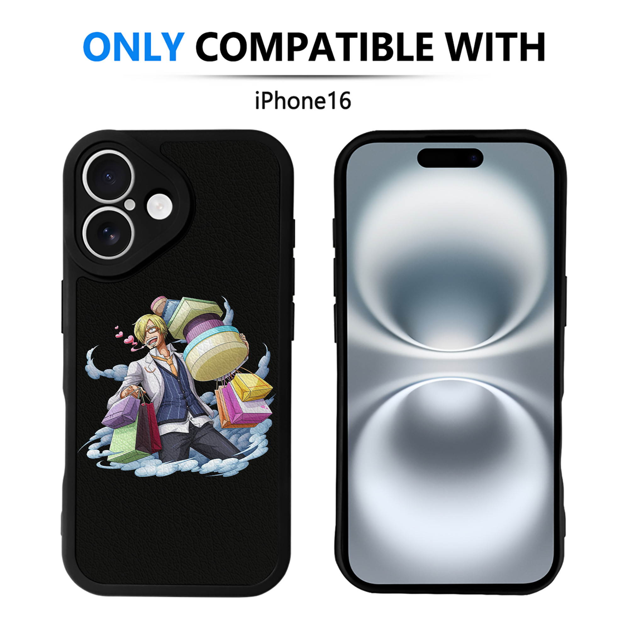 （画像用） ワンピース サンジ ONE PIECE Sanji 【iPhone 16シリーズ対応】シリコンスマホケース（レザー調） 材質：シリコン